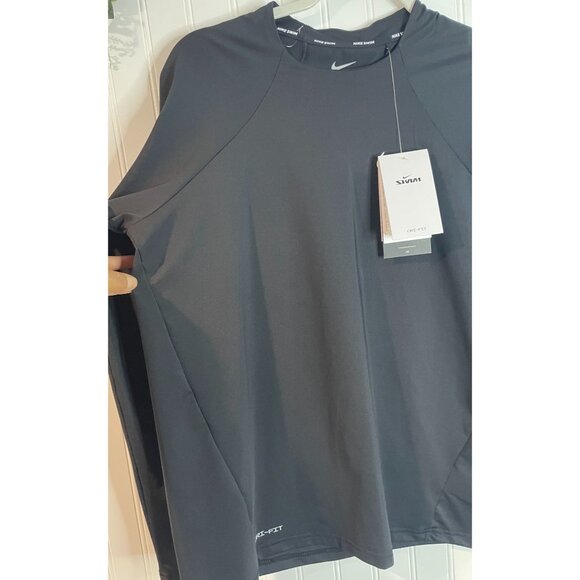 Nike Swim Dri-FIT Mens UPF 40+ Rash Guard Shirt Large Black Polyester - Picture 7 of 15
